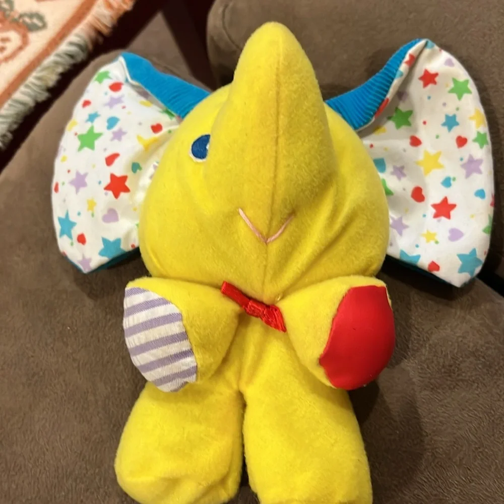 Vintage Playskool Touch ‘ems plush peak a boo squeaker Elephant and ball rattle